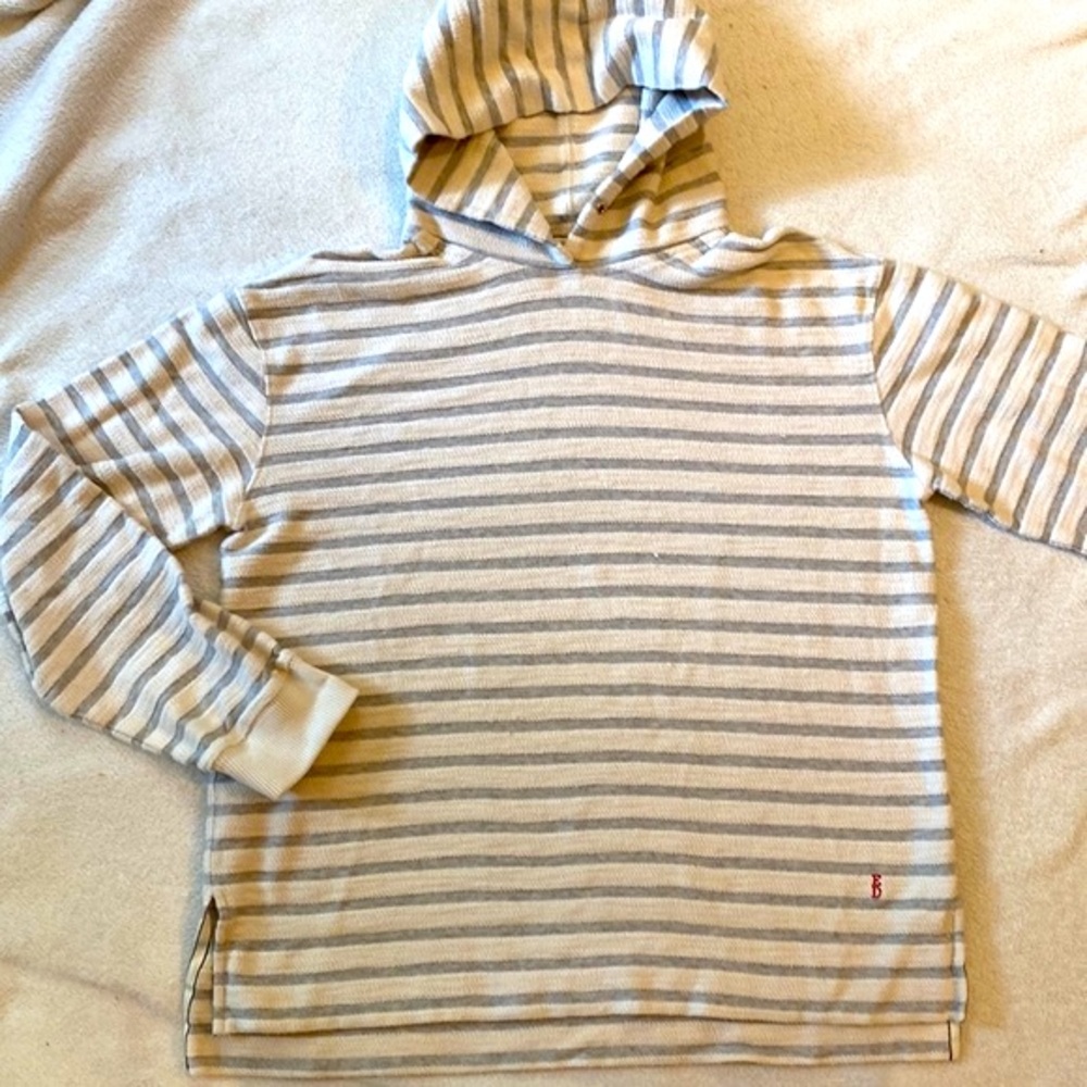 ED Ellen Degeneres gray ivory cotton striped French terry hoodie Size M